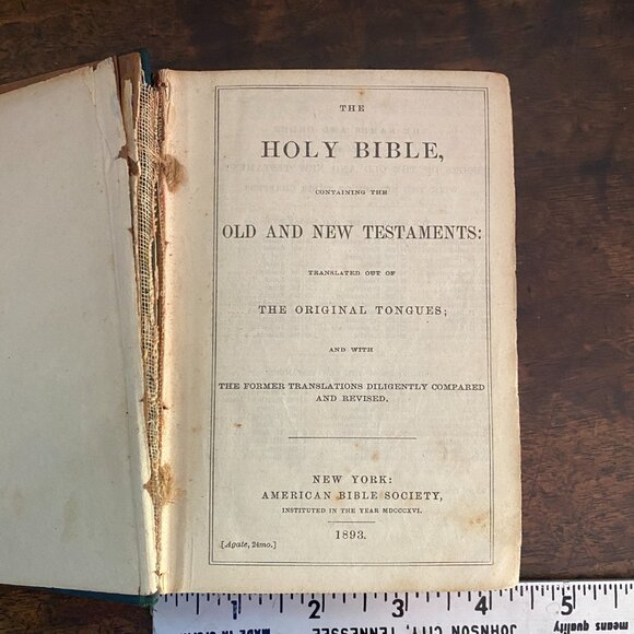 Antique Bible 1893 American Bible Society fancy hardcover old and new testaments - Picture 3 of 5